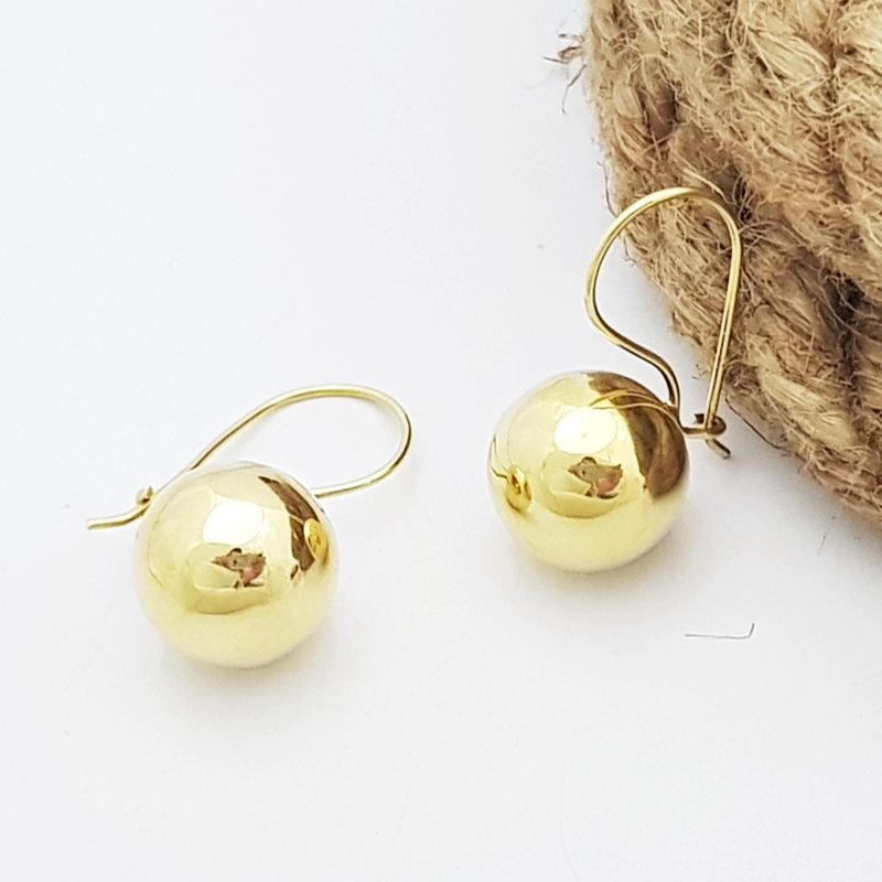 +Büyük Boy Sallantılı Top Altın Küpe KP00108