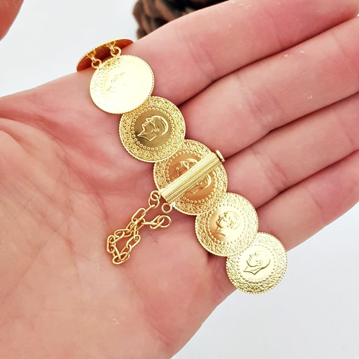 Çeyrek Altınlı Kaykay 22 Ayar Bileklik KN02281 Altın Plaza