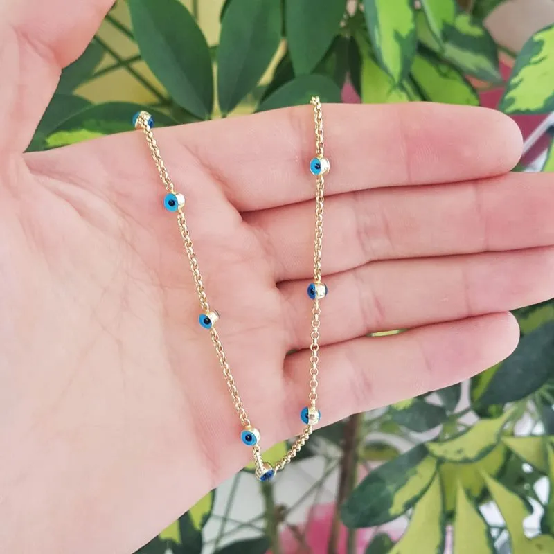 Çoklu Nazar Boncuklu Altın Kolye KL05923