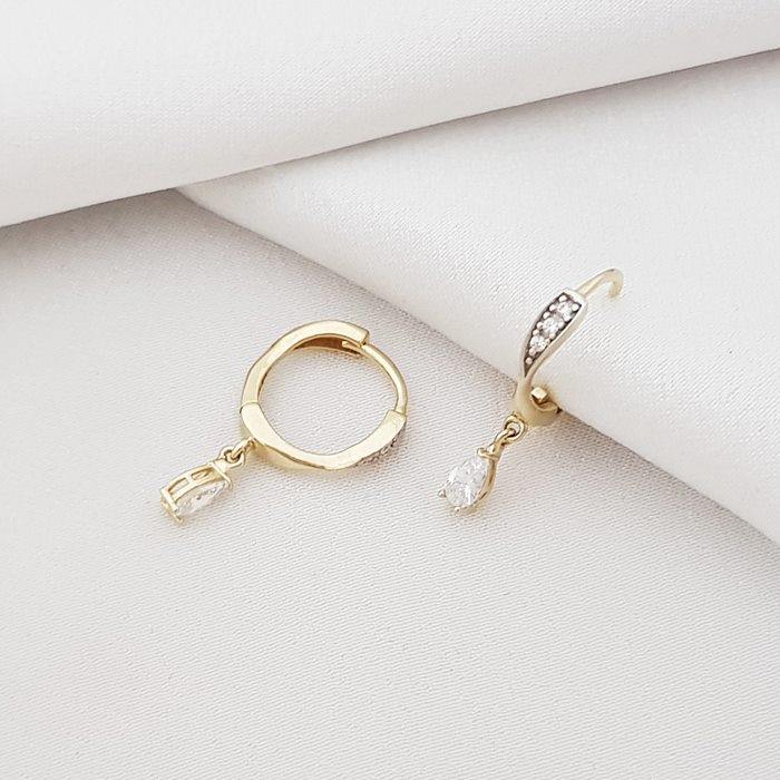 Damla Taşlı Altın Halka Küpe KP04863