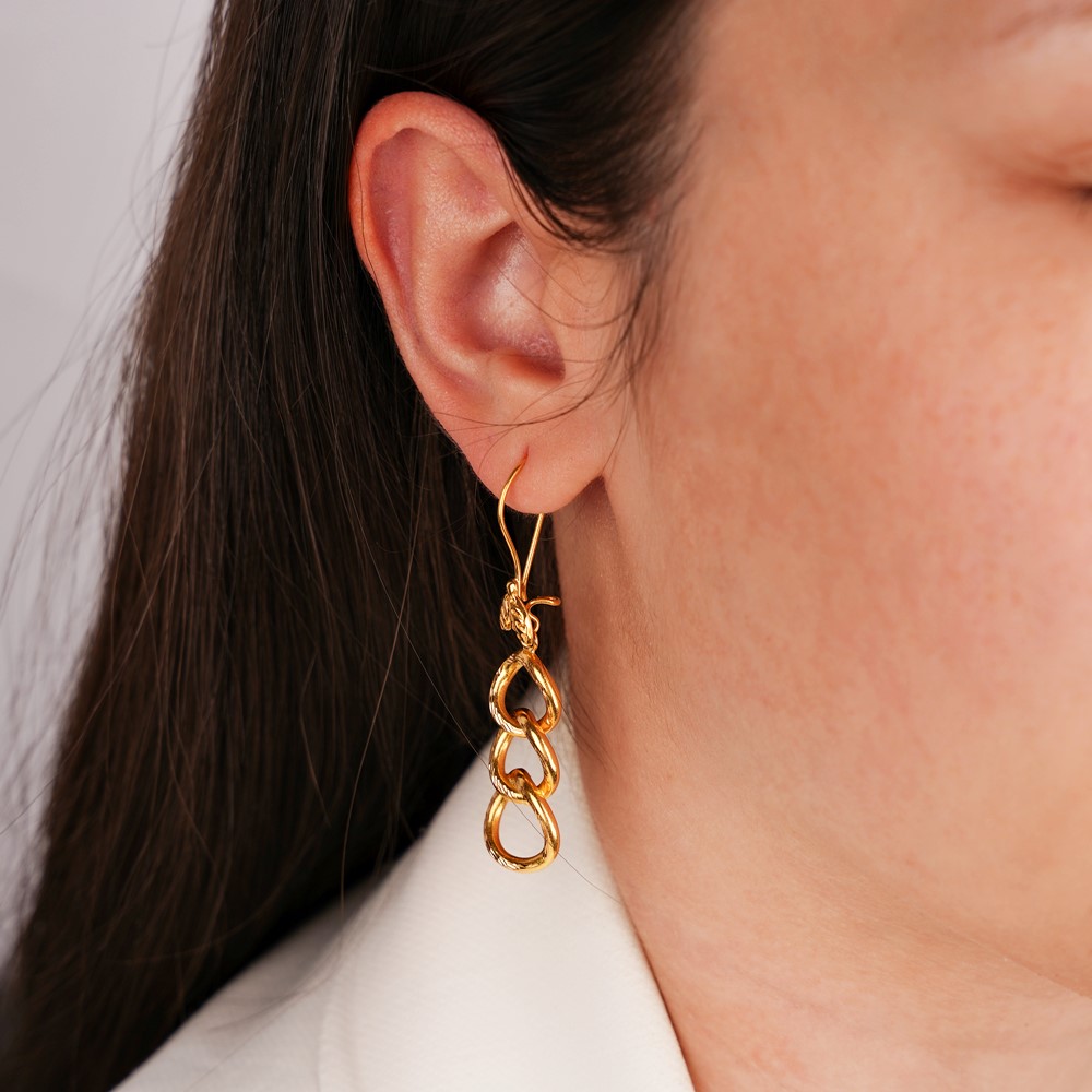 Eskimeyen Sallantılı Uzay Yolu 22 Ayar Altın Küpe KP06096 Altın Plaza