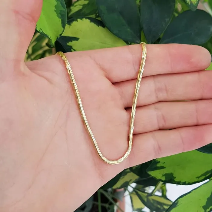 55 Cm 2.5 Mm Balık Sırtı 14K Altın İtalyan Ezmesi Kolye ZN02892