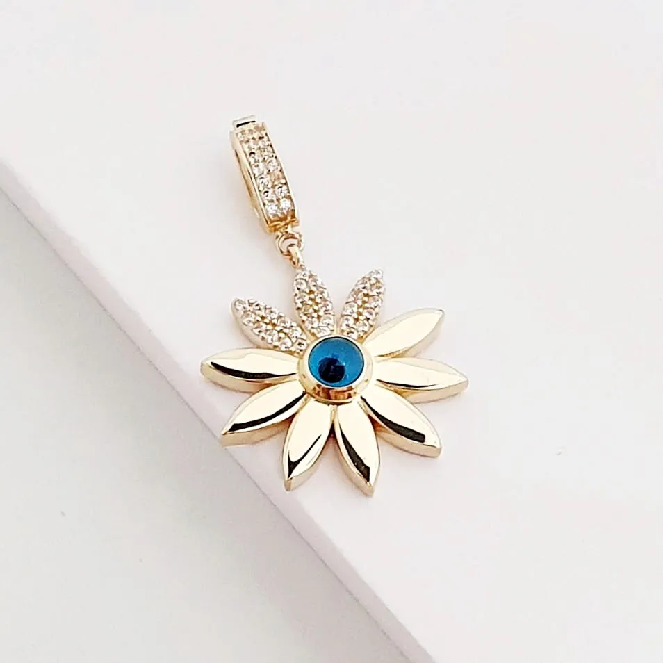 Göz Boncuklu Papatya Altın Kilitli Charm KL11853