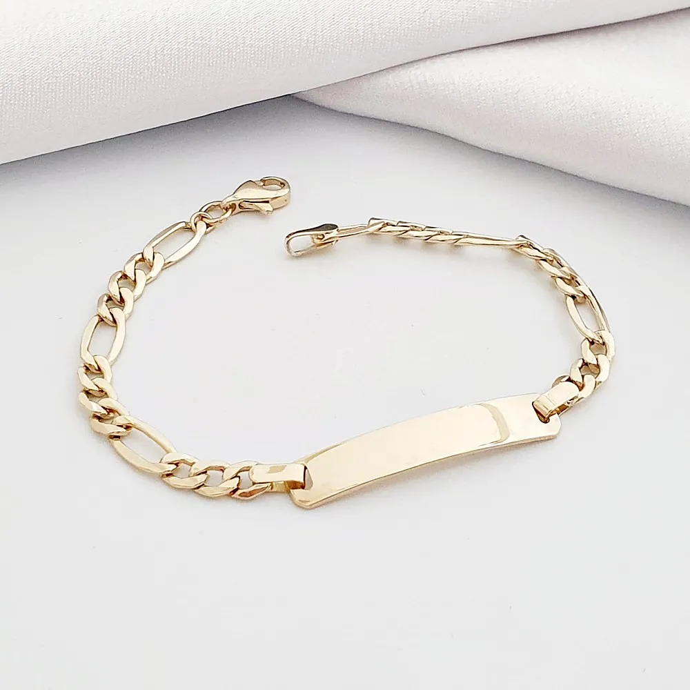 Kalın Figaro Zincir Unisex Altın Bebek Künyesi CK533046