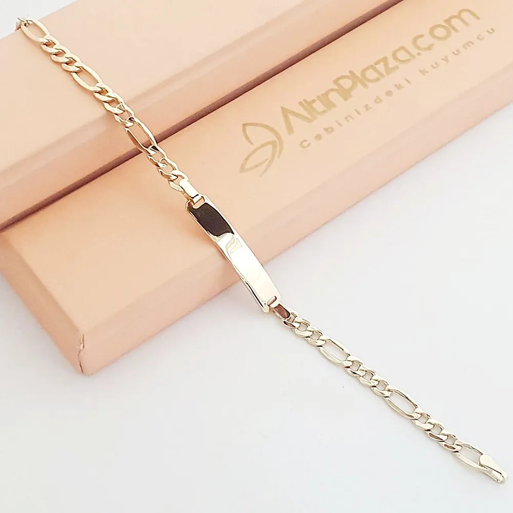 Kalın Figaro Zincir Unisex Altın Bebek Künyesi CK533046