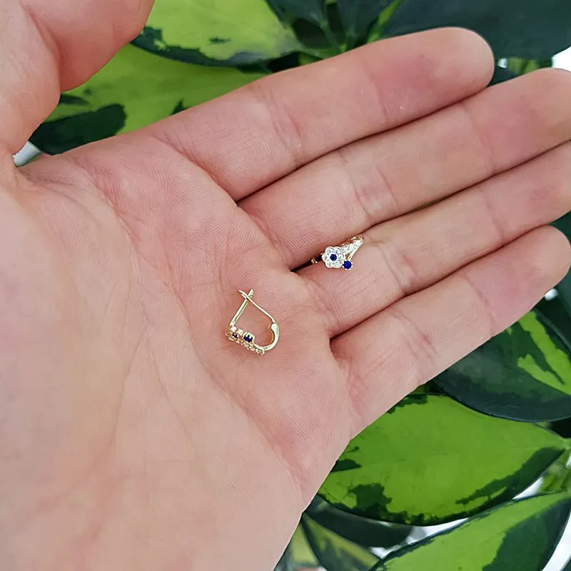 Lacivert Taşlı Altın Bebek Küpesi KP05932