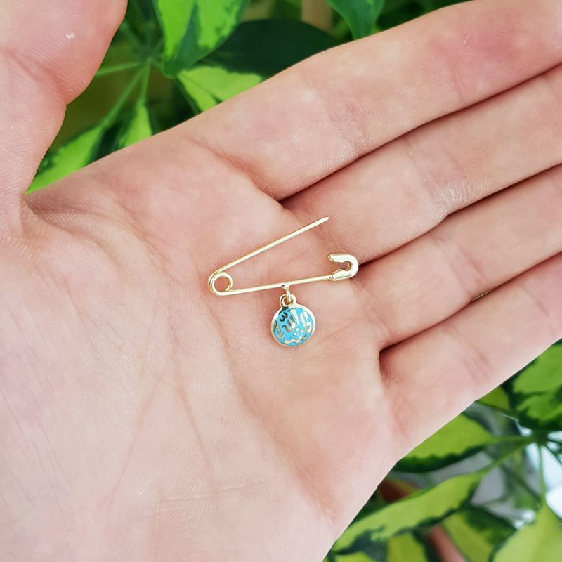 Maşallah Yazılı 14 Ayar Altın Bebek Çengelli İğnesi Altın Plaza