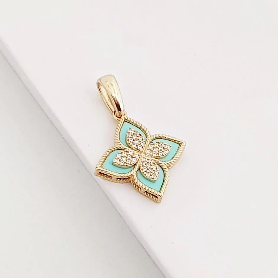 Mint Yeşili Alhambra Yonca Altın Charm KL11849