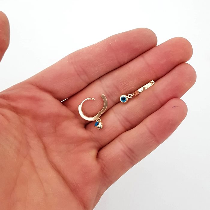 Nazar Boncuklu Altın Halka Küpe Altın Plaza