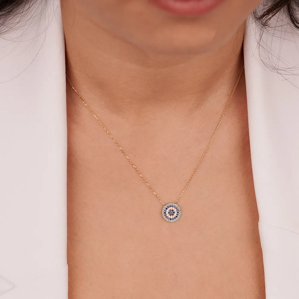 Nazar Boncuklu Altın Kolye KL06809