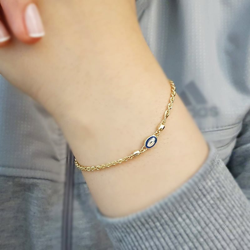 Nazar Boncuklu Zarif Altın Bileklik KN02818 Altın Plaza