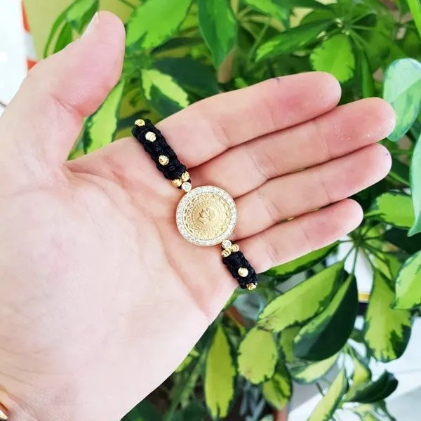 Örgü İpli Çeyrek Altınlı Bileklik