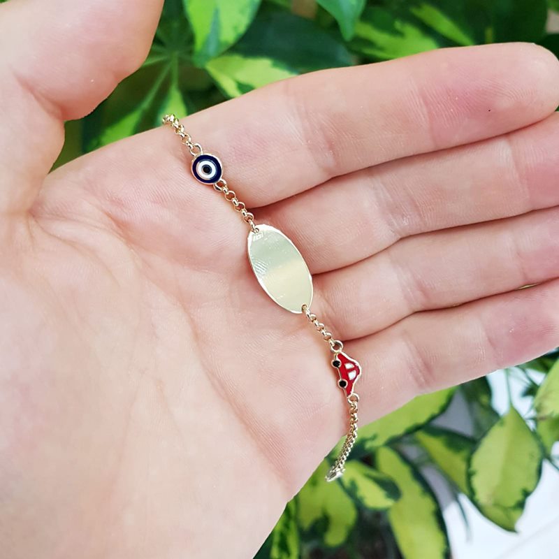 + Otomobil Nazar Boncuklu Kız Ve Erkek Bebek Künyesi Altın Plaza