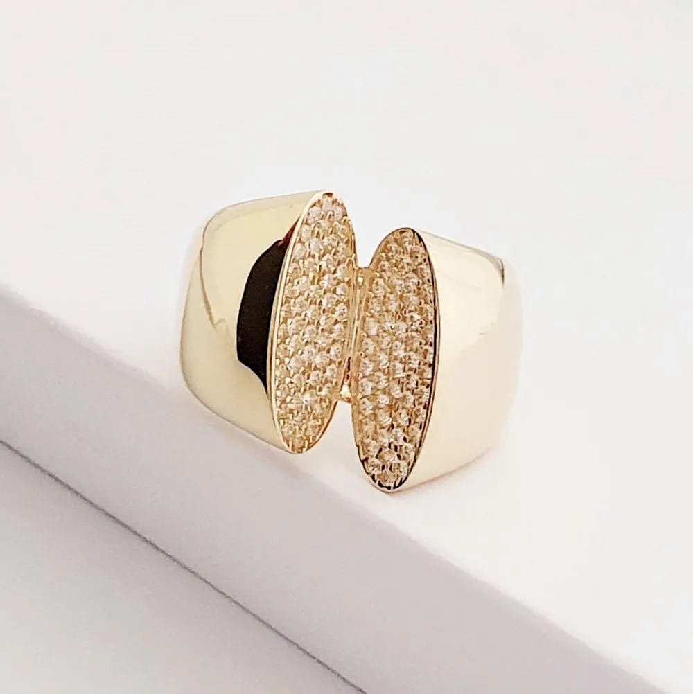 Oval Çift Başlı 14 Ayar Altın Yüzük YZ02945