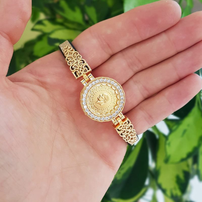 14 Ayar Altın Güneş Taşlı Çeyrek Altın Kolye Ucu