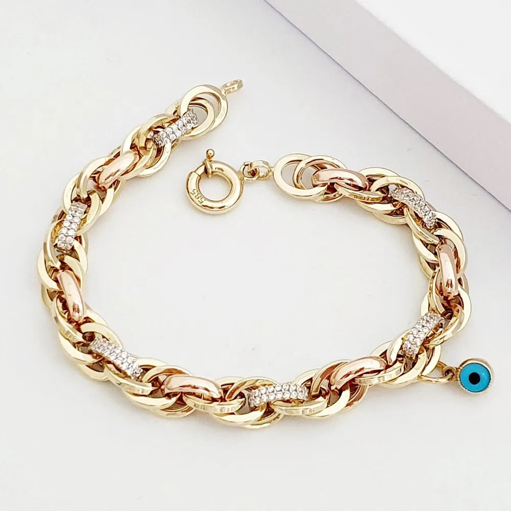 Sık Halkalı 2 Sıra Taşlı Retro Altın Bileklik KN04174