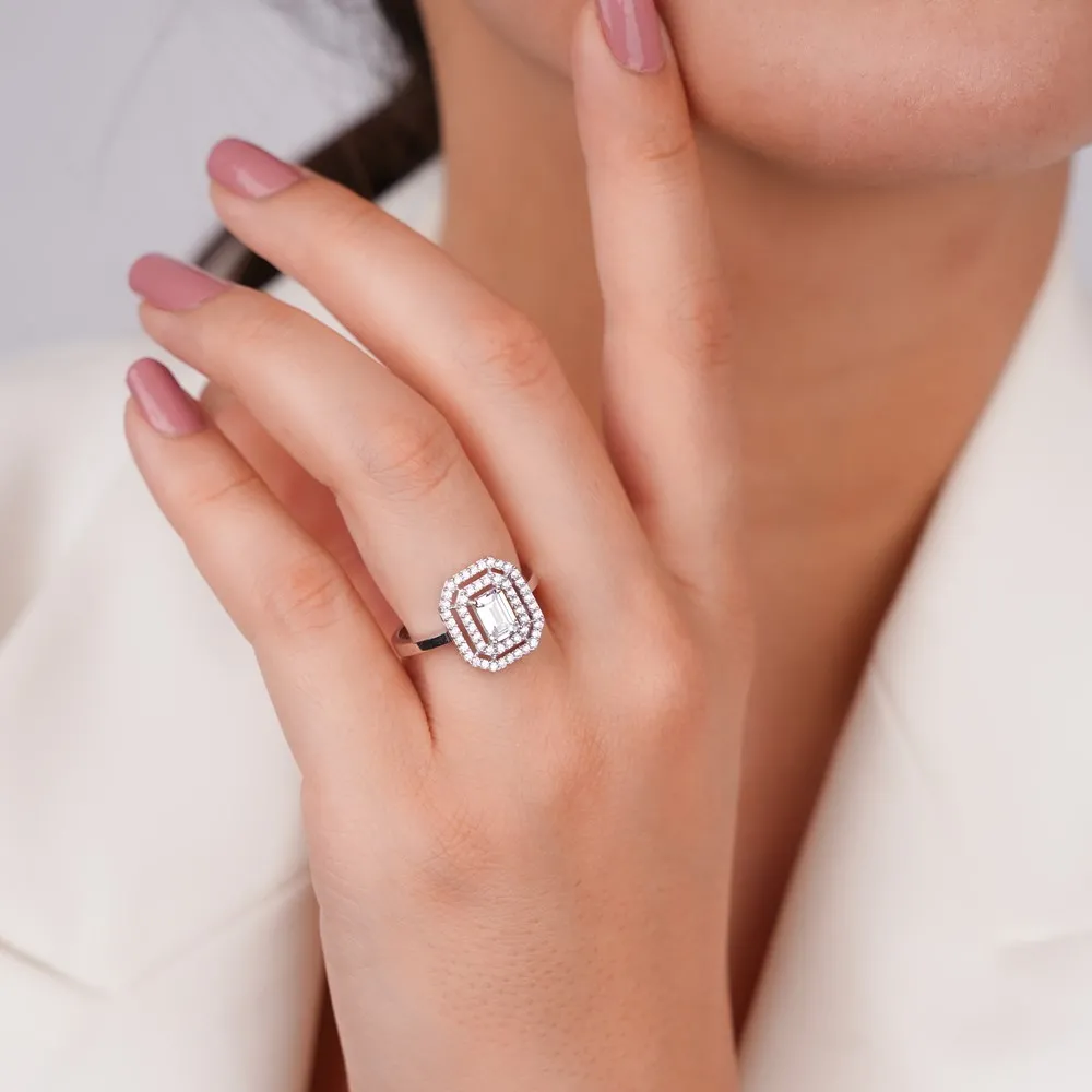 Swarovski Beyaz Altın Baget Yüzük TK02988