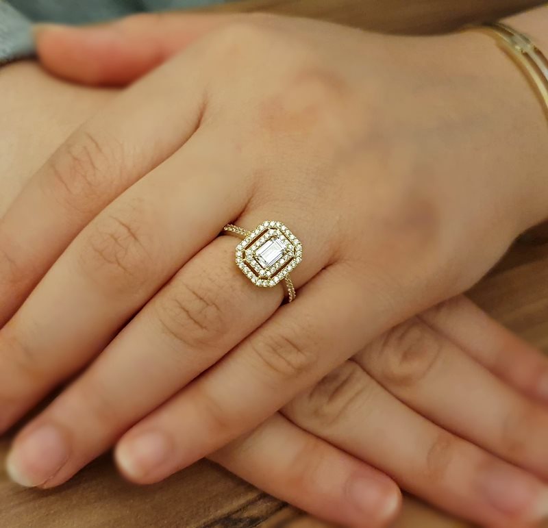 Swarovski Sarı Altın Baget Yüzük TK02986 Altın Plaza