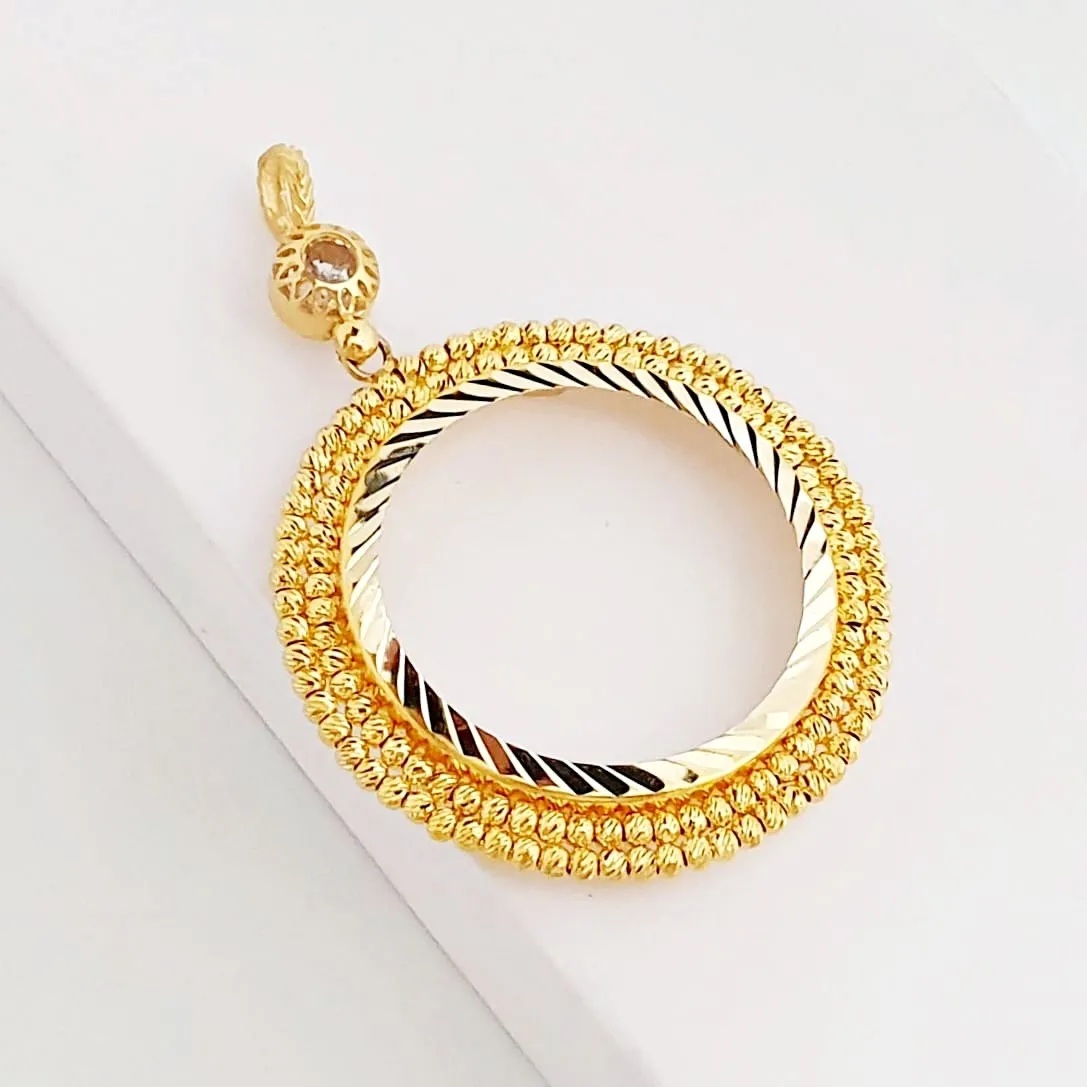 Tam Altın Takılan 14 Ayar Top Top Çerçeve Kolye KL11772