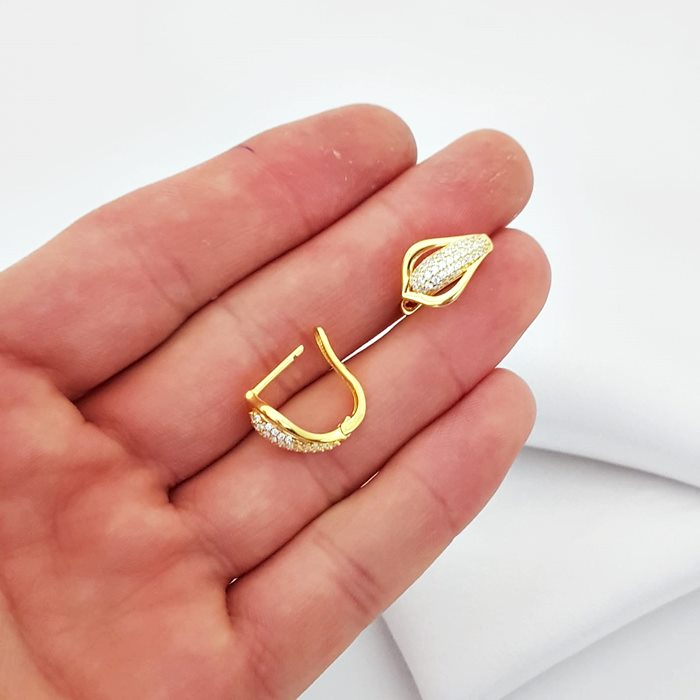 Taşlı 14 Ayar Altın Küpe KP03951 Altın Plaza