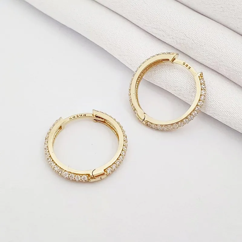 Taşlı 18 mm Altın Halka Küpe KP06820