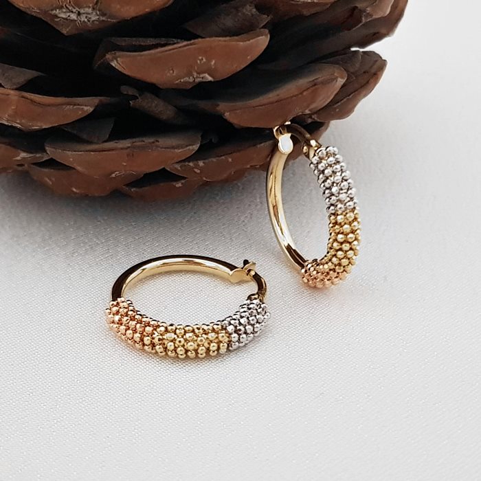 Top Zincir Sarmalı Altın Halka Küpe KP04978