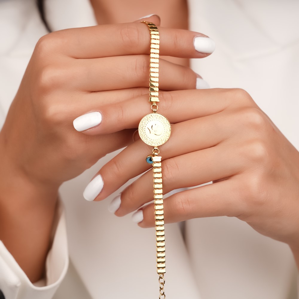 Yeni Uzun Pullu Zincirli Çeyrek Altınlı Bileklik Altın Plaza