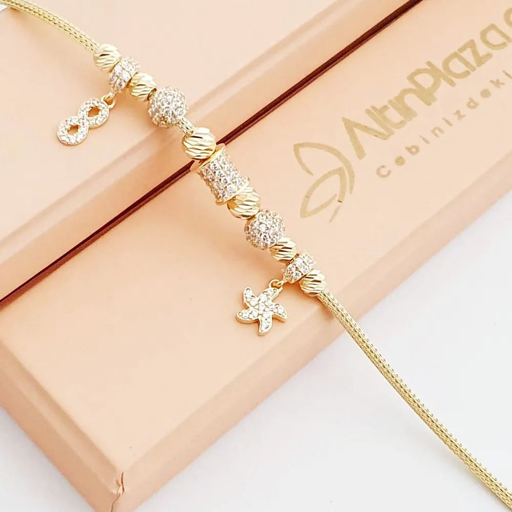 Yıldız Sonsuzluk Tasarım Pandora Altın Bileklik KN02592