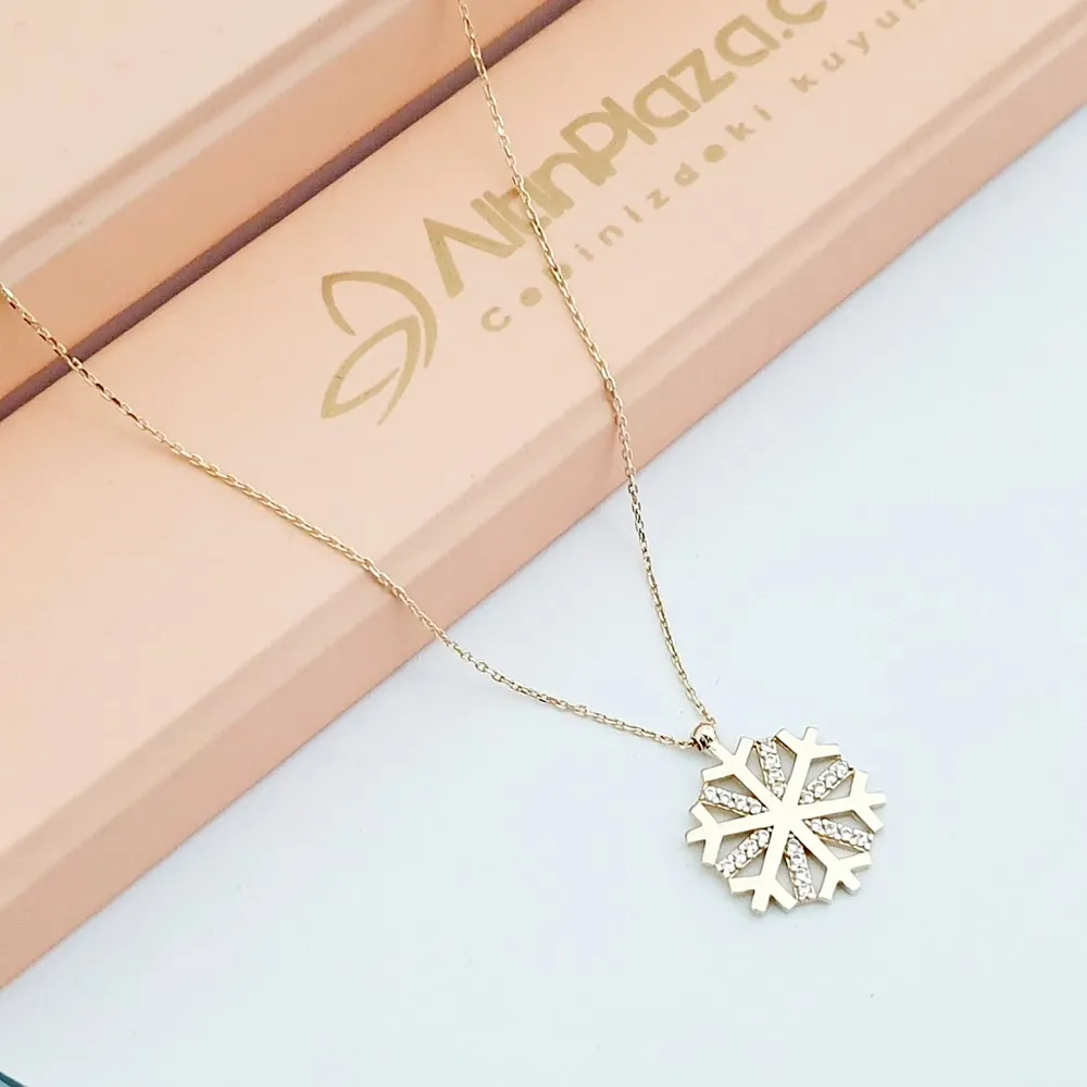 Yuvarlak Kar Tanesi Altın Kolye KL07965