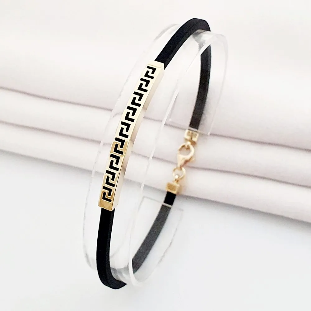 Grek Model Unisex Kauçuk Altın Bileklik FB05335