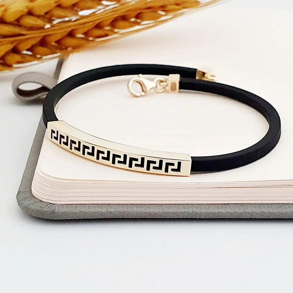 Grek Model Unisex Kauçuk Altın Bileklik FB05335