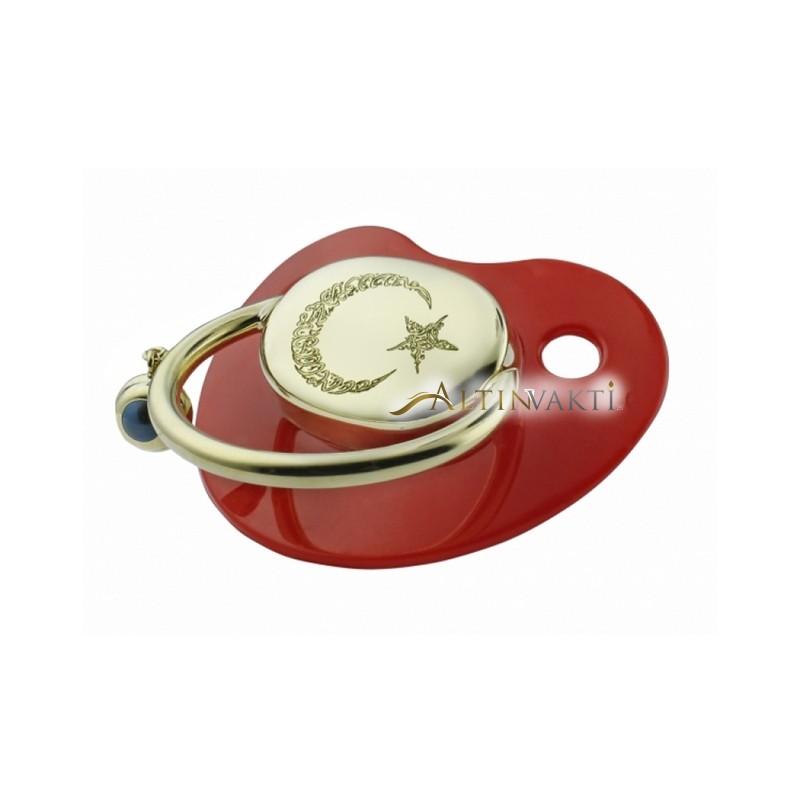 Altın Ay Yıldız Figürlü Nazar Boncuklu Bebek Emzikleri 0 EMZ2047