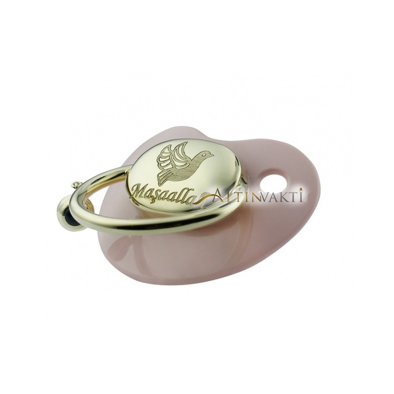 Altın Kuş Motifli Nazar Boncuklu Bebek Emzikleri