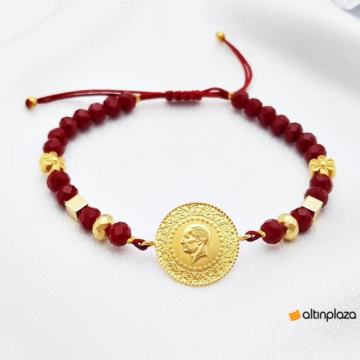 Ayarlanabilir İpli Ve Çeyrek Altınlı Bileklik