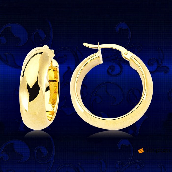 Bombeli Geniş Ve Parlak Tasarım Altın Halka Küpe Modeli