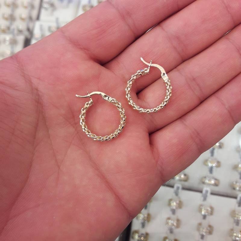 Burma Desenli Altın Halka Küpe