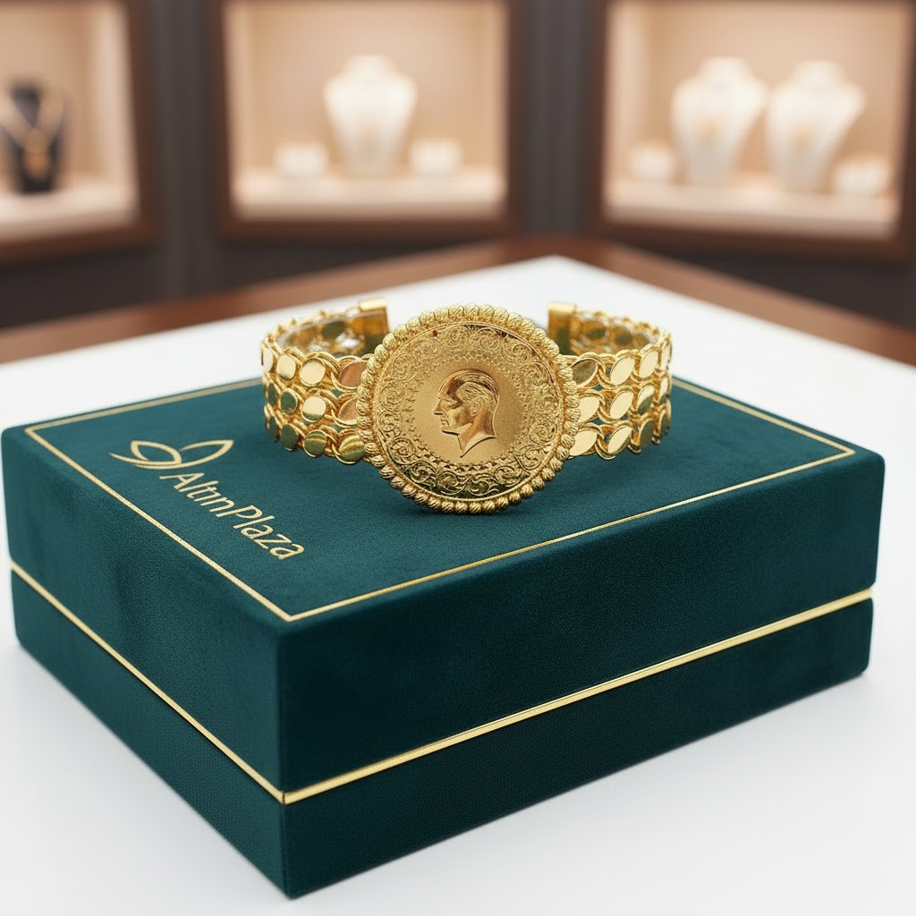 Dorika Çerçeveli Tam Altınlı Pullu Bileklik FB06571