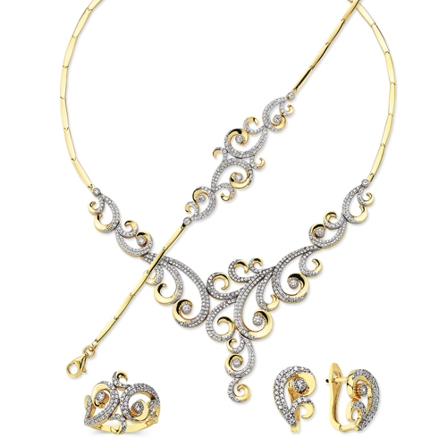 Fantazi Taşlı Gösterişli Altın Set Takım St169