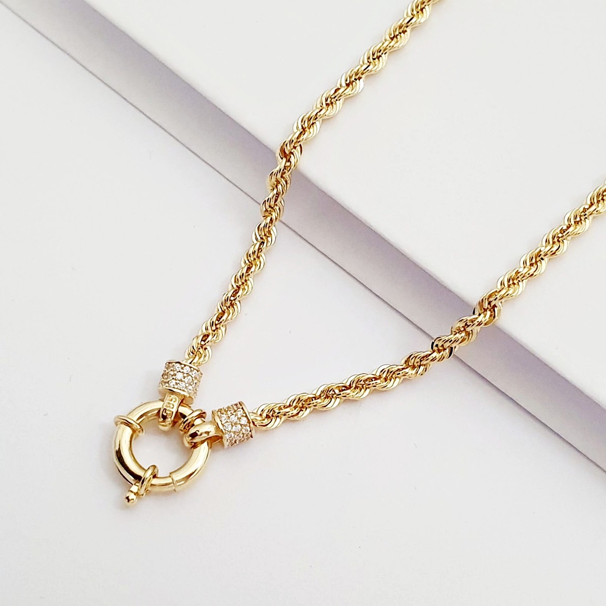 Gemici Kilitli Halat Zincir Altın Kolye 45cm ZN06058