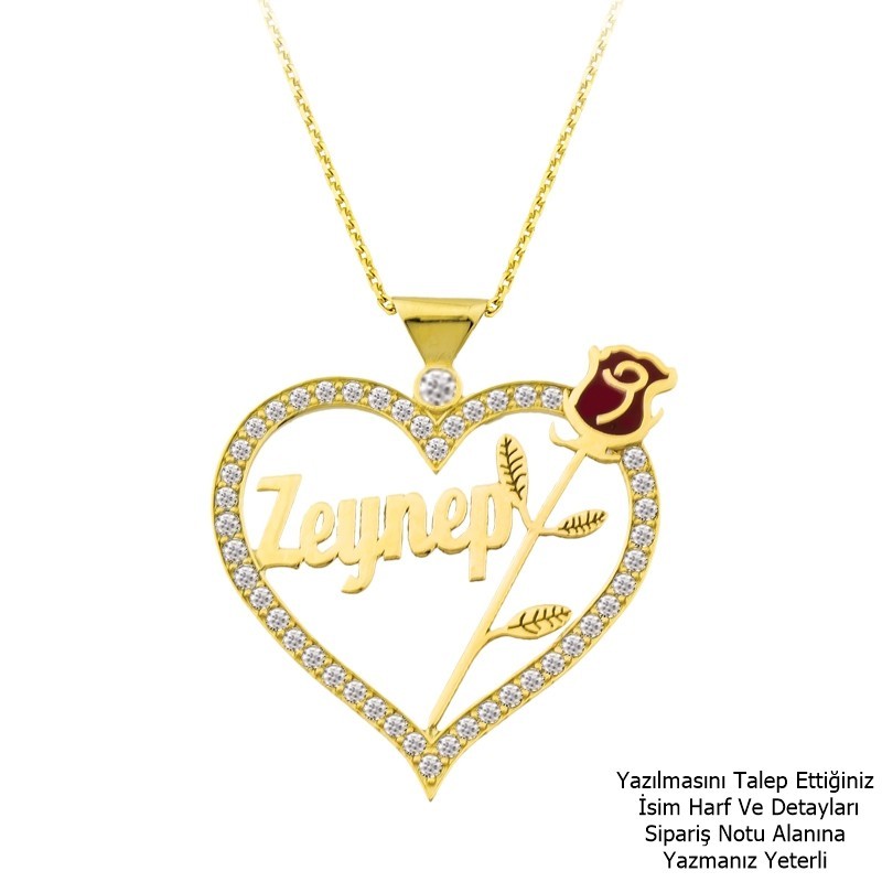 Kalbimin Gülü Altın İsimli Kolye Modeli 943.57 TL + KDV