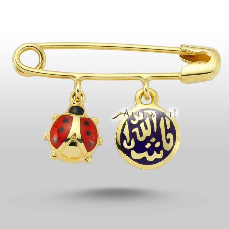 Maşallah Ve Uğur Böcekli Altın Çatal İğnesi Ck00456