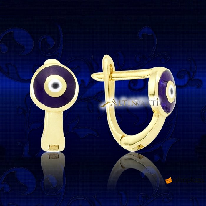 + Nazar Boncuklu Altın Çocuk Küpesi