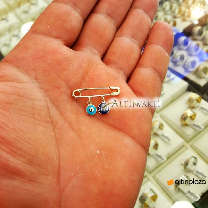 Nazar Boncuklu Ve �� Allah �� Yazılı Altın Bebek Maşallah