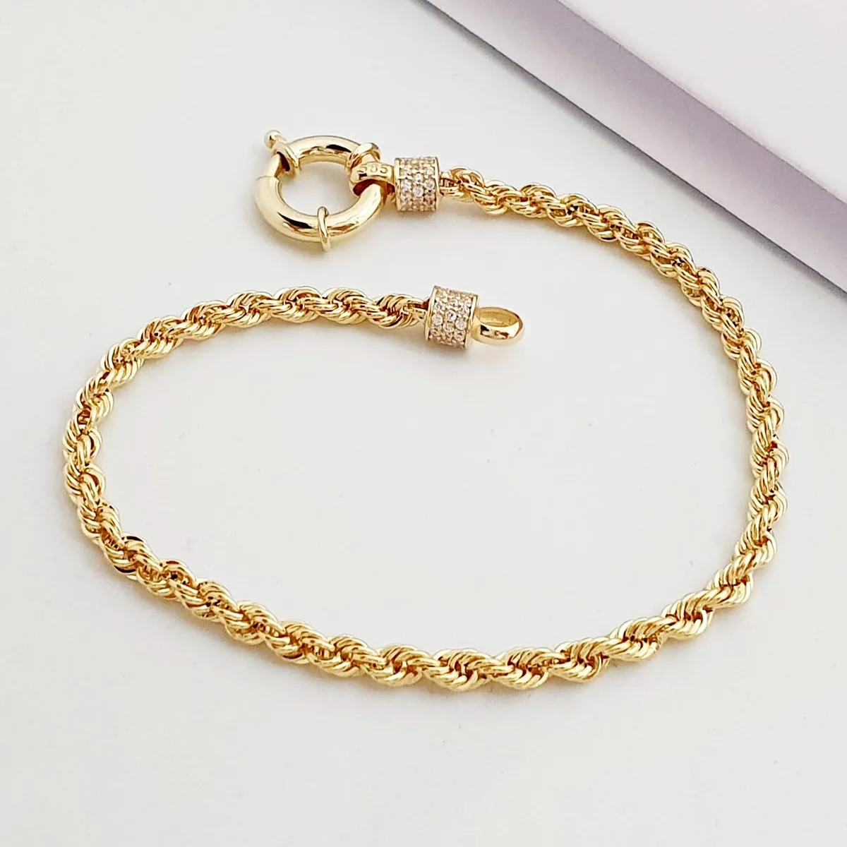 Omega Kilit Halat Zincir Altın Bileklik KN09472