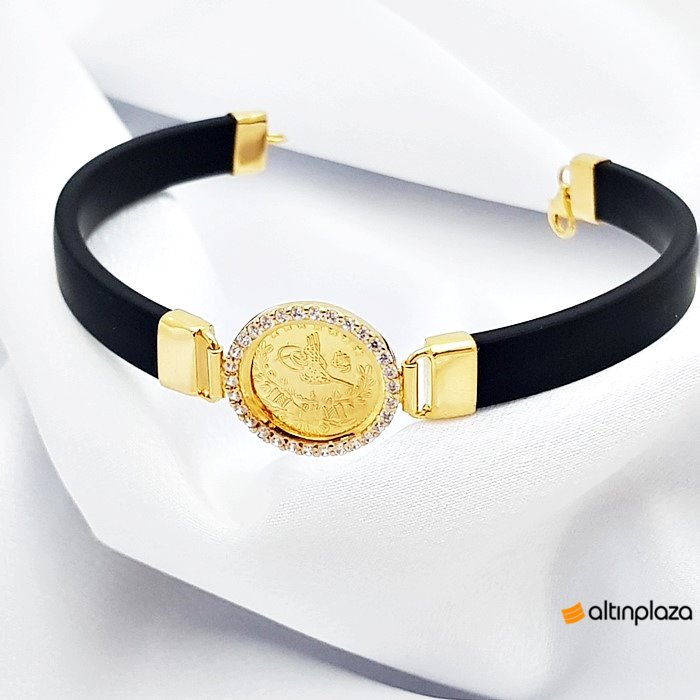 +Reşat Çeyrekli Deri Altın Bileklik