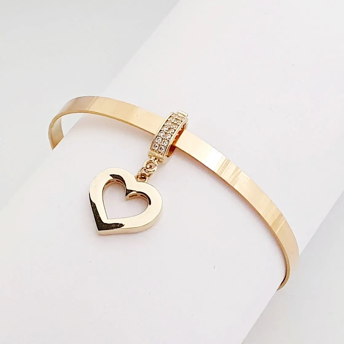 Sarı Altın Kalpli Kilitli Charm KL12876