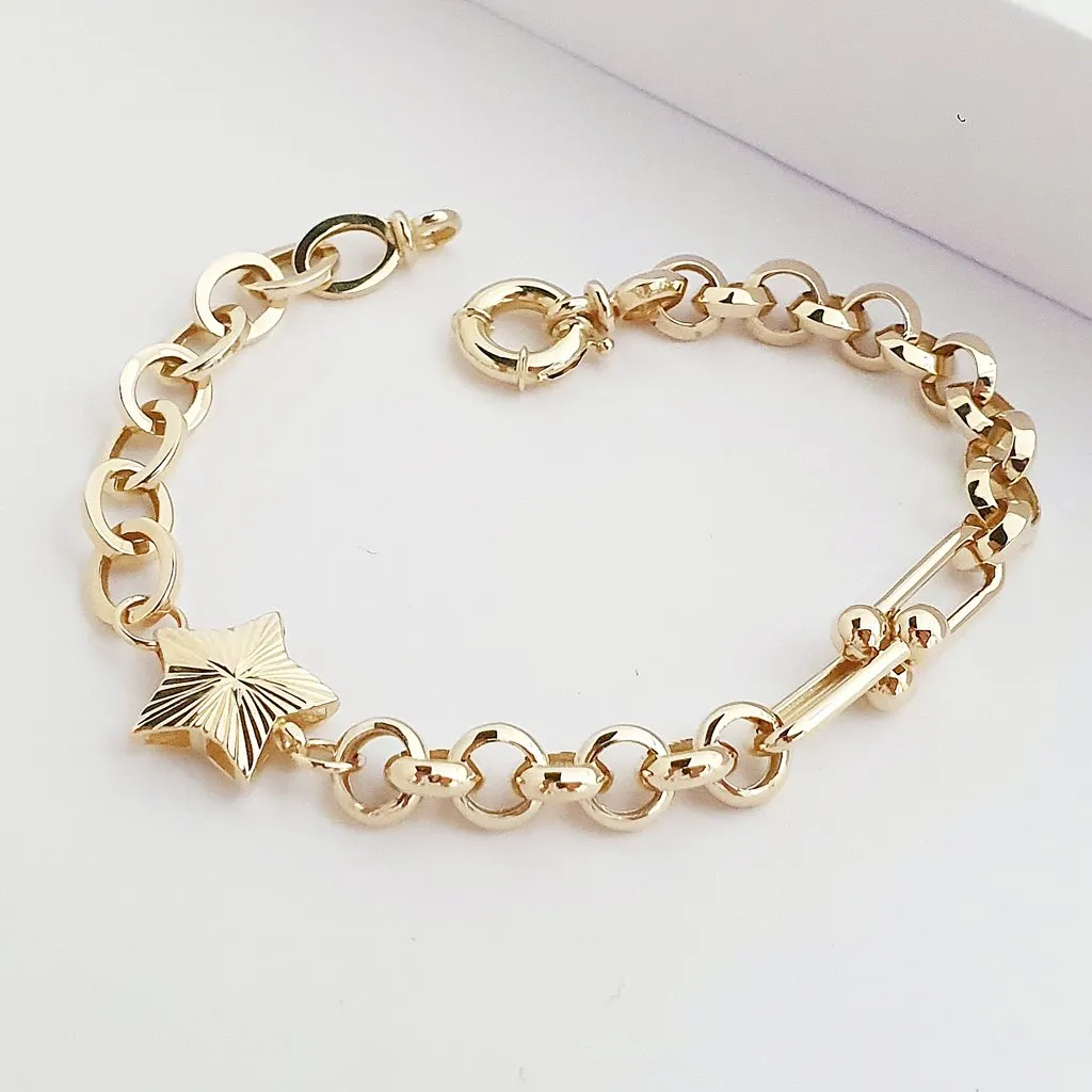 Yıldızlı Tiffany 14 Ayar Altın Bileklik KN05307