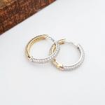 18 mm Yeşil Beyaz Altın Taşlı Halka Küpe KP06821