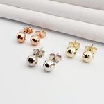 6 Mm Petek Desen Altın Top Küpe KP05799
