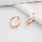 Oval 14K Burgulu Altın Halka Küpe KP07413